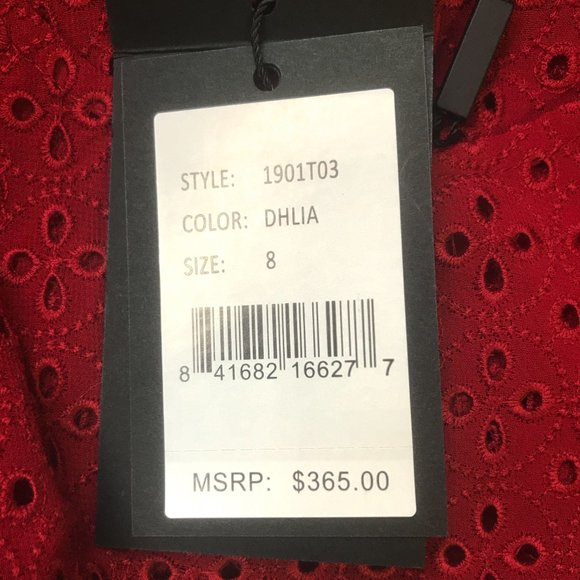 Robert Rodriguez 8 Prairie Eyelet Lace Top Red - Picture 12 of 16